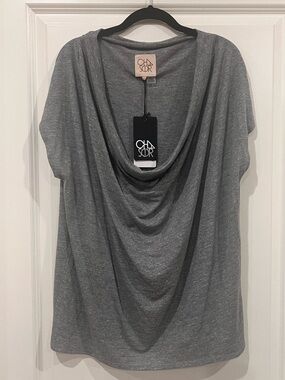 NWT Chaser Draped Cowl Neck Top - “Streaky Gray” - XL